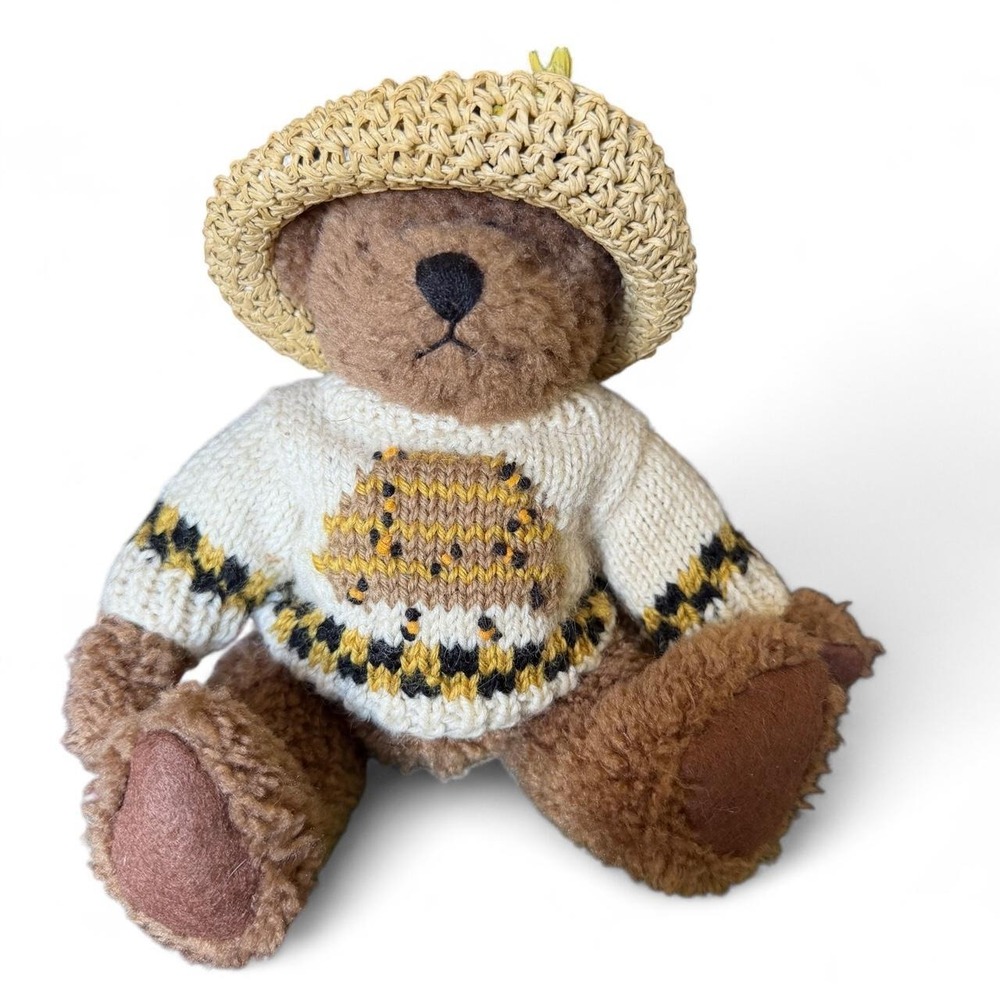 Boyd's Bears Huney B. Keeper teddy bear with straw hat with sunflowers